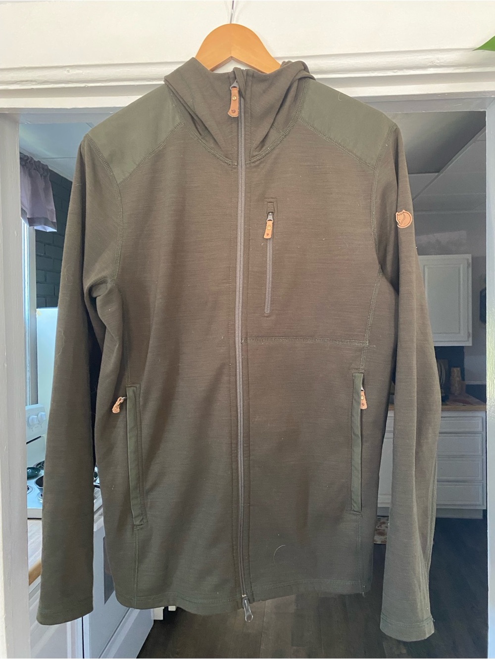 Fjallraven Olive Green Hooded Zip Jacket
